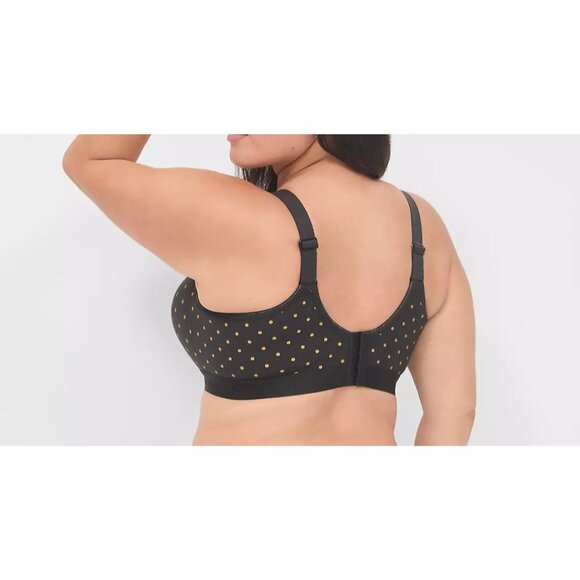 Cacique Lane Bryant Cotton Scoop Neck Lightly Lined No-Wire Bra Polka Dot 46C - Picture 2 of 11